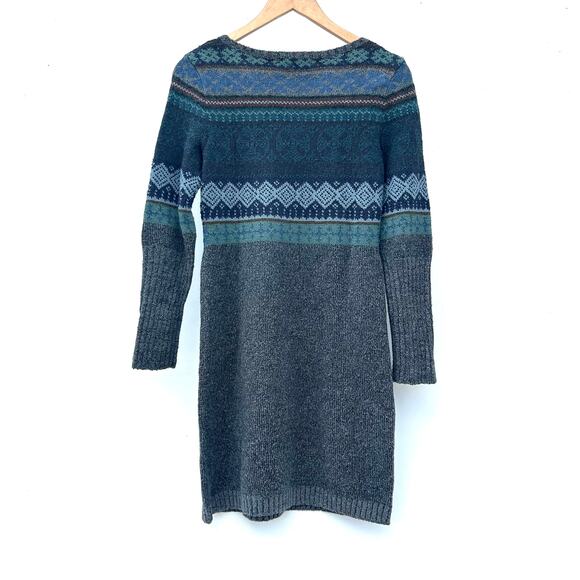 Peruvian Connection Knit Long Sleeve Dress Wool Alpaca Pima Cotton XS Fair Isle - Picture 4 of 10